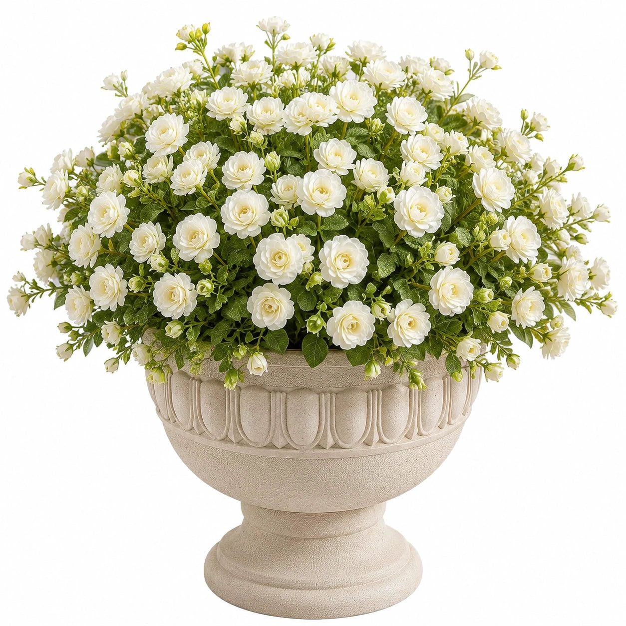 Arreglo de Flores Artificiales Blancas en Maceta Decorativa de 40cm