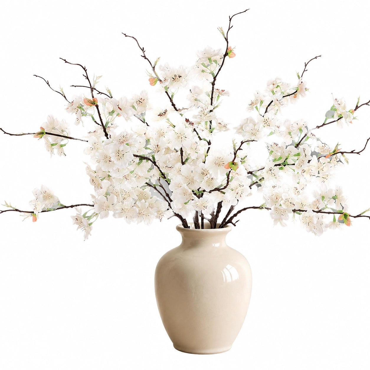 Decoración de Flores de Cerezo Artificiales con Florero