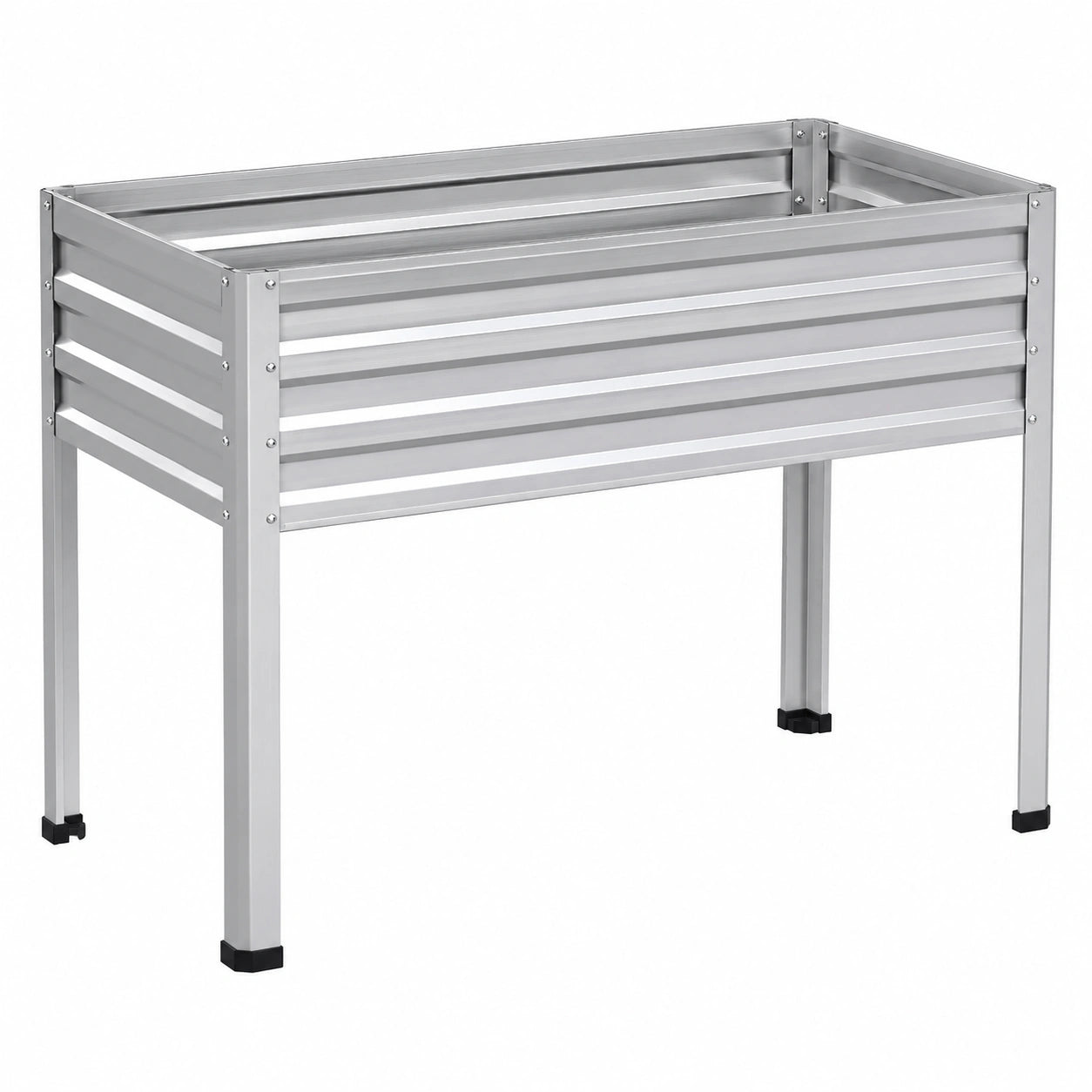 Cama de cultivo elevada de aluminio plateado para exterior 80x40x80 cm