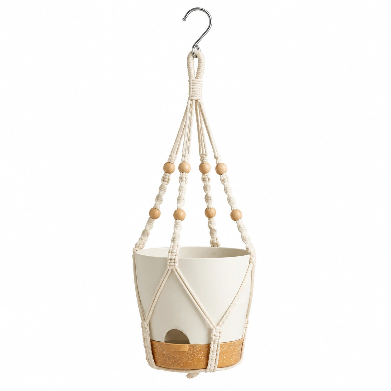 Macetero Colgante de Macramé Blanco para Interior y Exterior