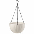 Maceta Colgante Blanca con Cadena de Metal, 25 cm