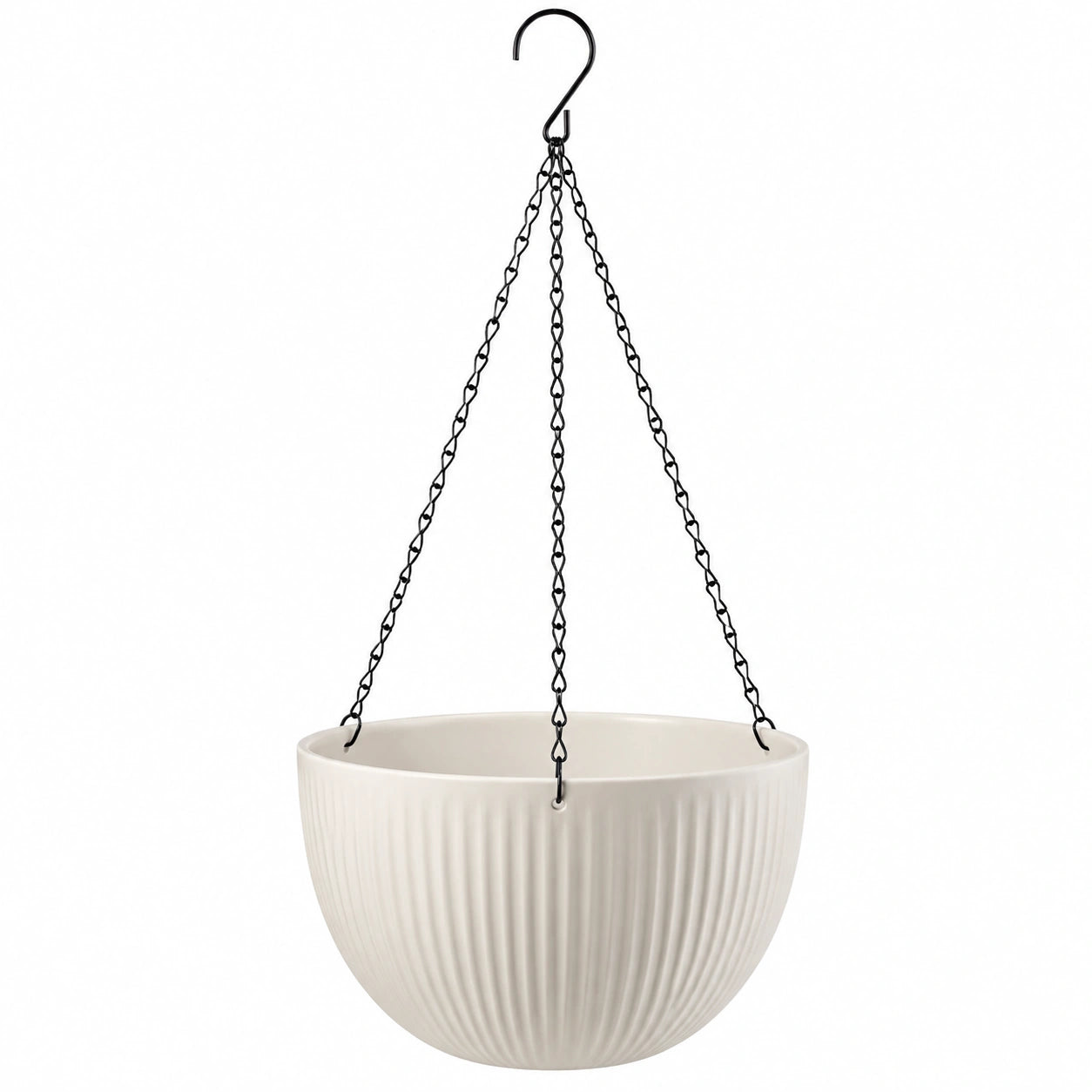 Maceta Colgante Blanca con Cadena de Metal, 25 cm