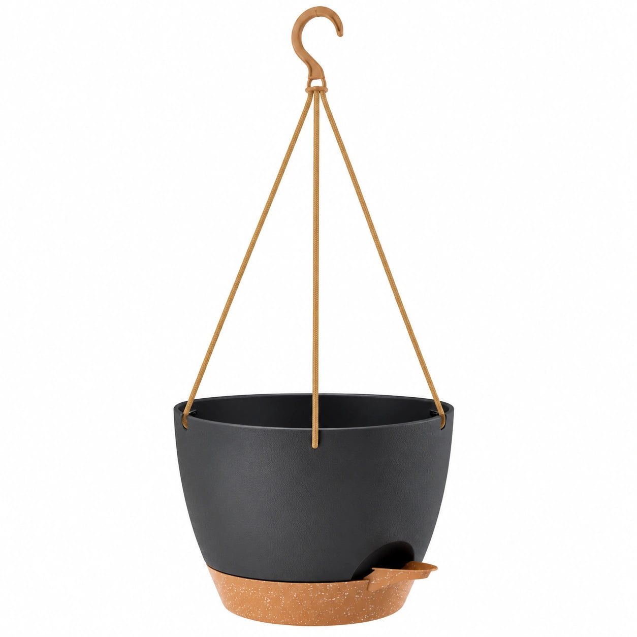 Maceta Colgante con Drenaje 23cm Negra y Marrón